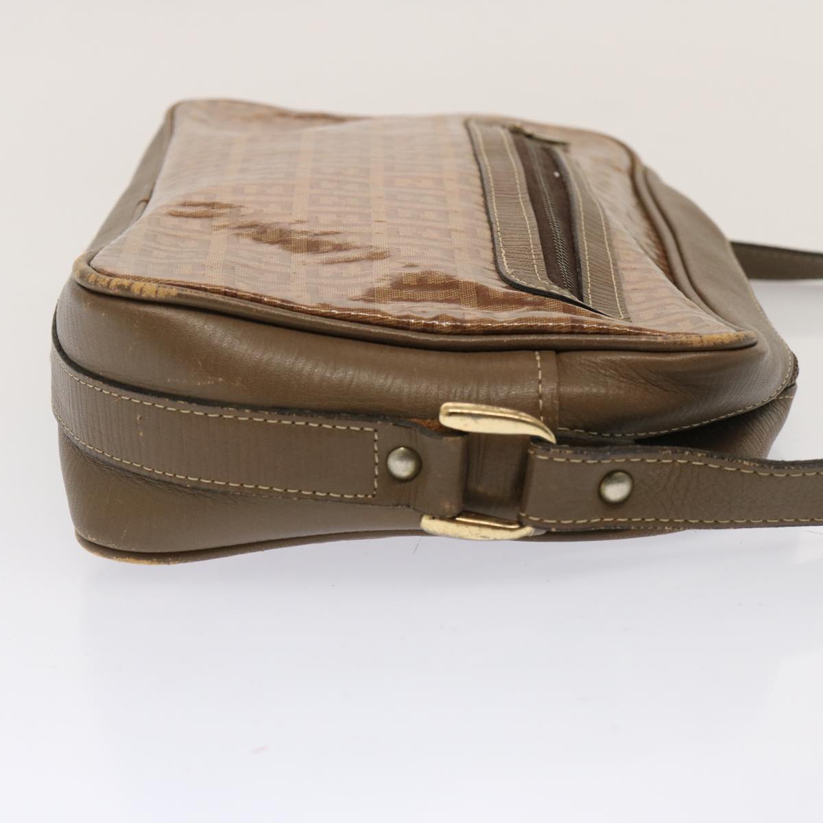 FENDI Zucchino Canvas Shoulder Bag Vintage Beigeep4149