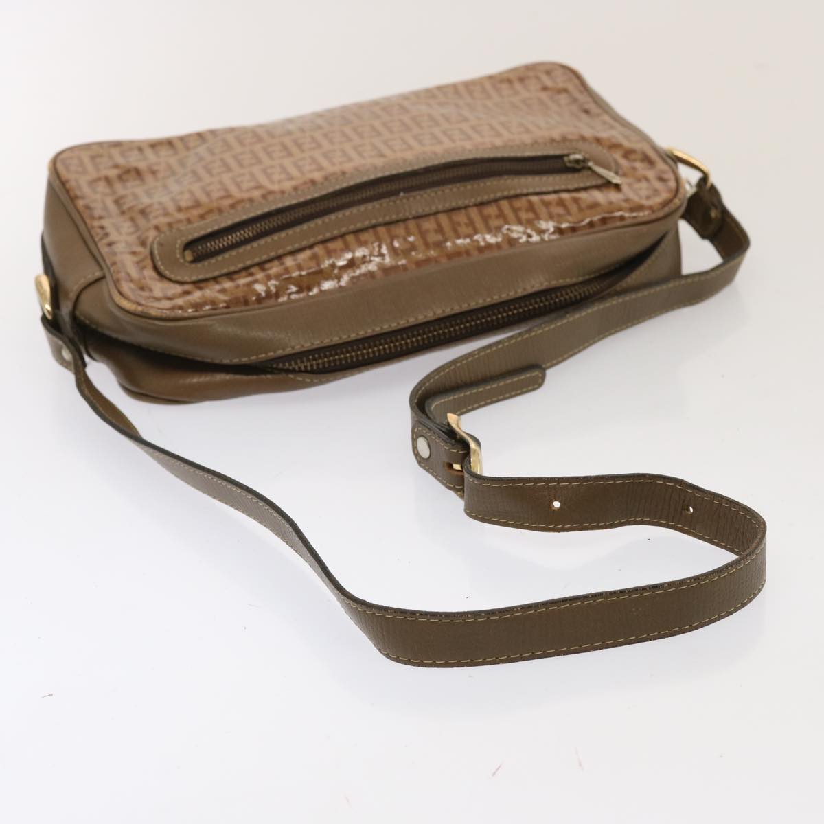 FENDI Zucchino Canvas Shoulder Bag Vintage Beigeep4149