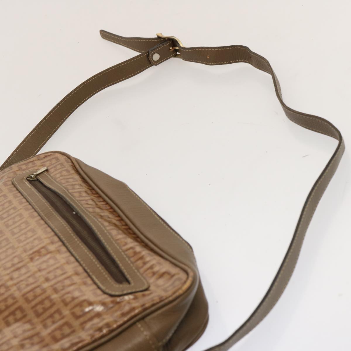 FENDI Zucchino Canvas Shoulder Bag Vintage Beigeep4149