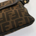FENDI Zucca Canvas Shoulder Bag Brown Blackep4177