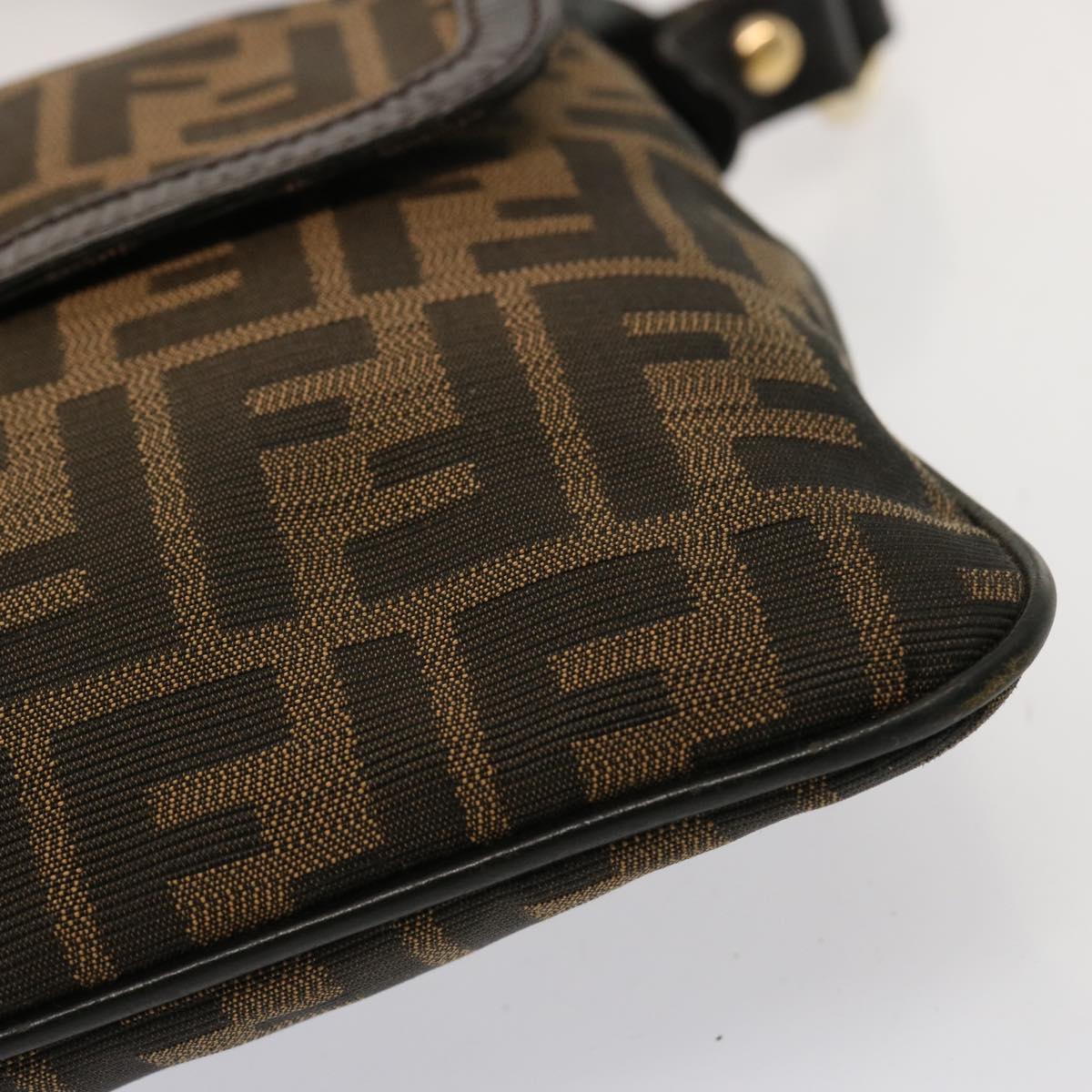 FENDI Zucca Canvas Shoulder Bag Brown Blackep4177