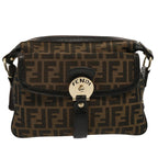 FENDI Zucca Canvas Shoulder Bag Brown Blackep4177