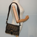 FENDI Zucca Canvas Shoulder Bag Brown Blackep4177