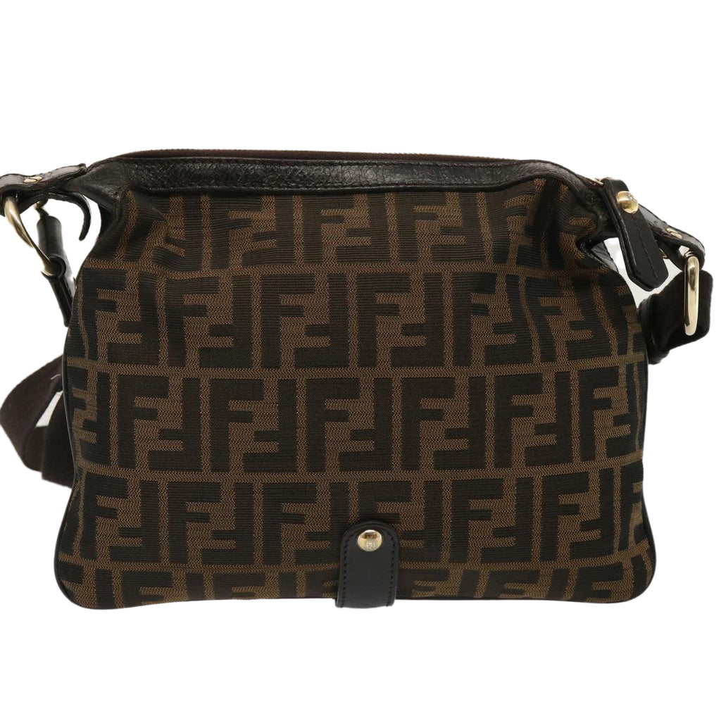 FENDI Zucca Canvas Shoulder Bag Brown Blackep4177