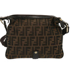 FENDI Zucca Canvas Shoulder Bag Brown Blackep4177
