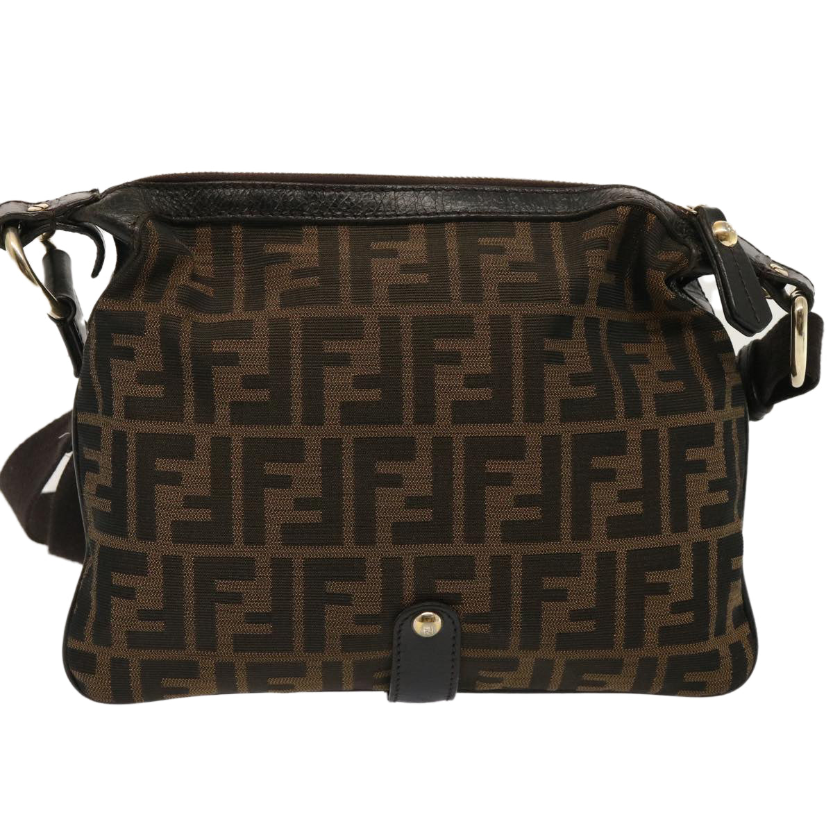 FENDI Zucca Canvas Shoulder Bag Brown Blackep4177