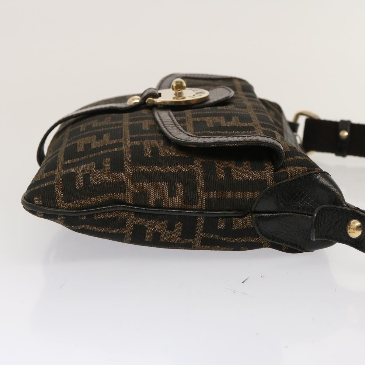 FENDI Zucca Canvas Shoulder Bag Brown Blackep4177