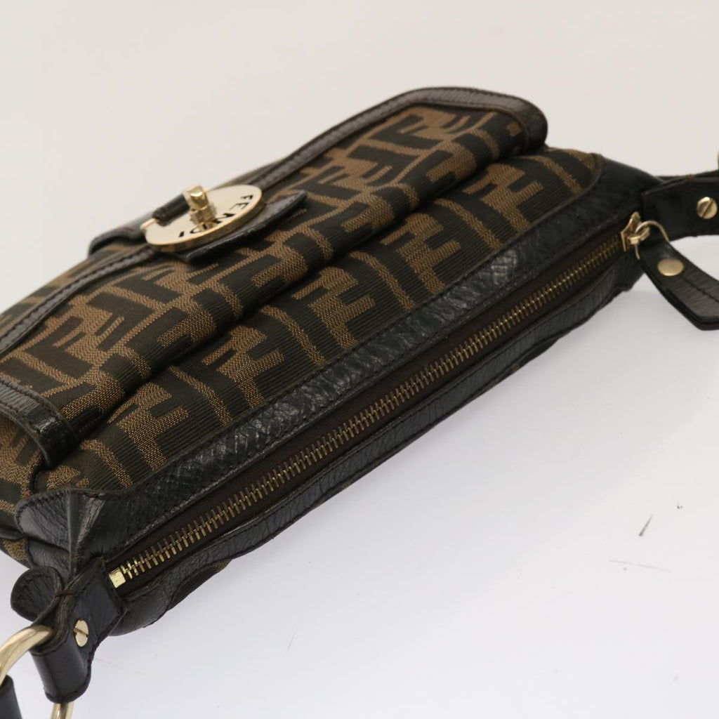 FENDI Zucca Canvas Shoulder Bag Brown Blackep4177
