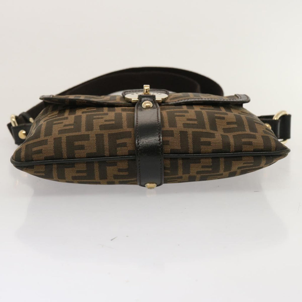 FENDI Zucca Canvas Shoulder Bag Brown Blackep4177