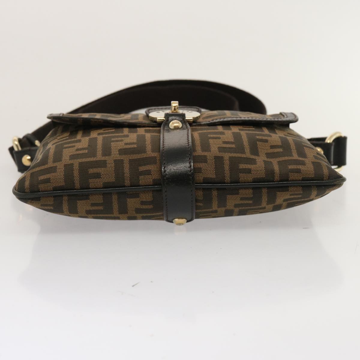 FENDI Zucca Canvas Shoulder Bag Brown Blackep4177