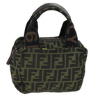 FENDI Zucca Canvas Hand Bag Black Brownep4208