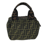 FENDI Zucca Canvas Hand Bag Black Brownep4208