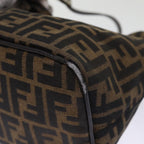 FENDI Zucca Canvas Mamma Baguette Shoulder Bag Black Brownep4223