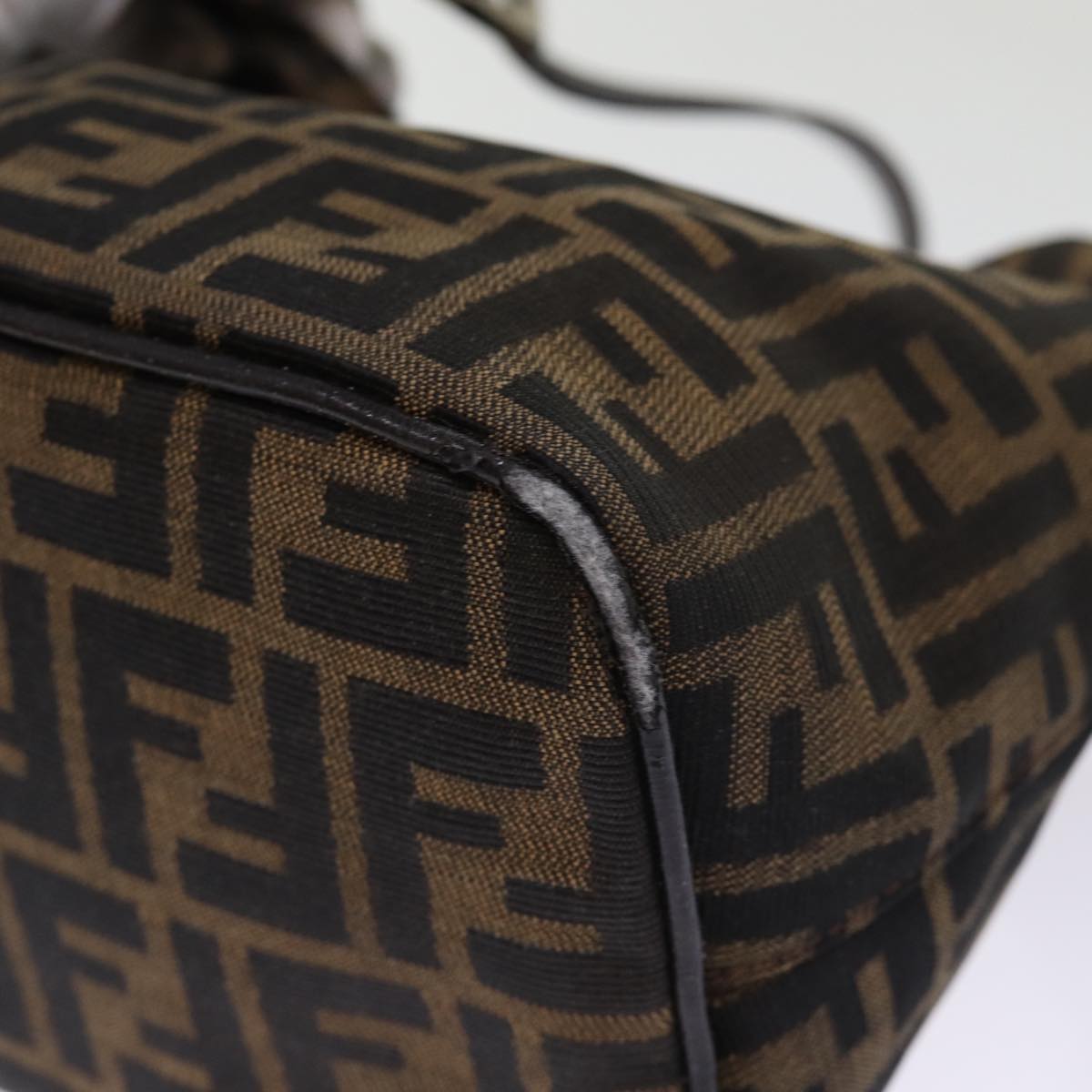 FENDI Zucca Canvas Mamma Baguette Shoulder Bag Black Brownep4223