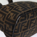 FENDI Zucca Canvas Mamma Baguette Shoulder Bag Black Brownep4223