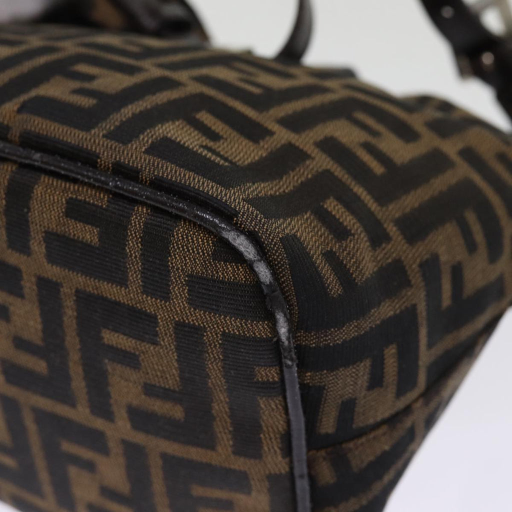 FENDI Zucca Canvas Mamma Baguette Shoulder Bag Black Brownep4223