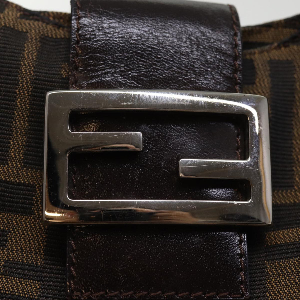 FENDI Zucca Canvas Mamma Baguette Shoulder Bag Black Brownep4223