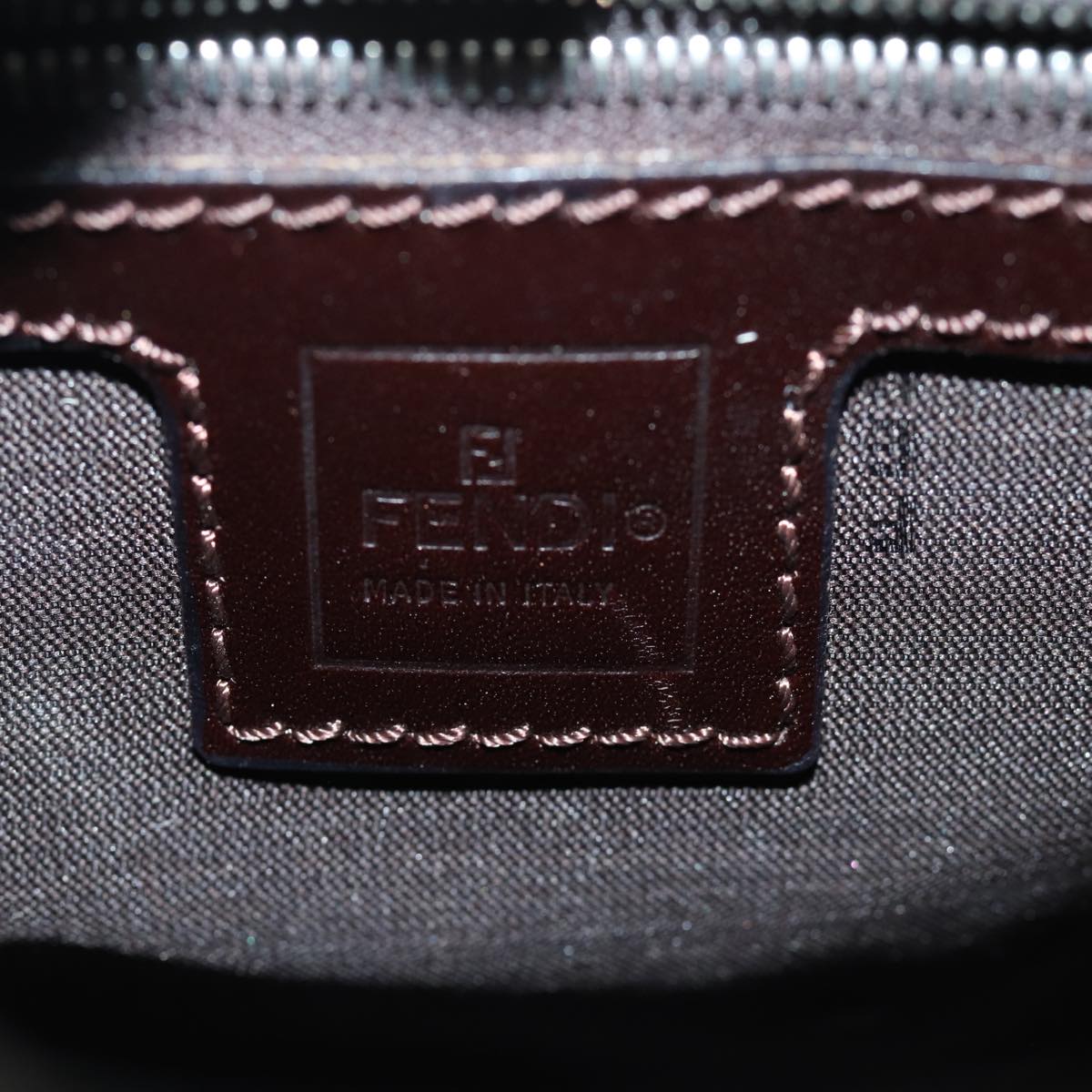 FENDI Zucca Canvas Mamma Baguette Shoulder Bag Black Brownep4223