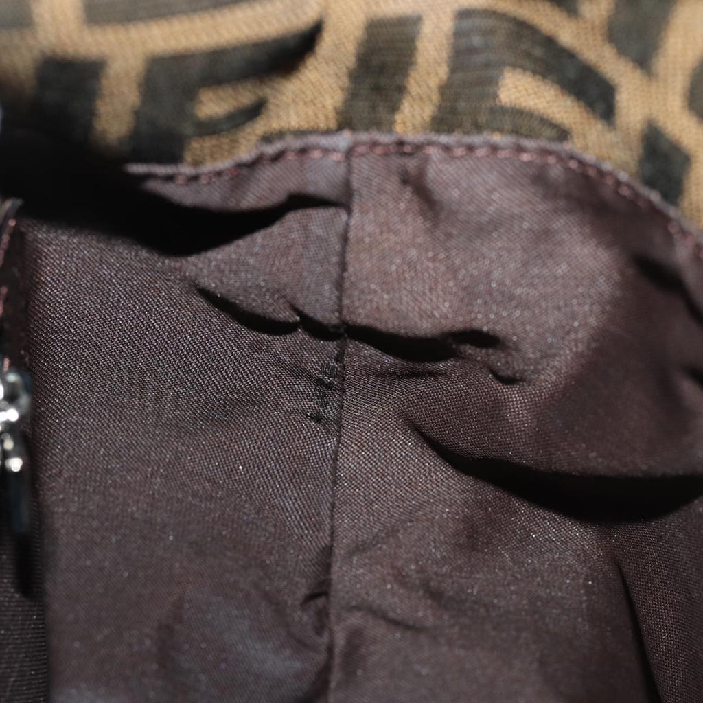 FENDI Zucca Canvas Mamma Baguette Shoulder Bag Black Brownep4223