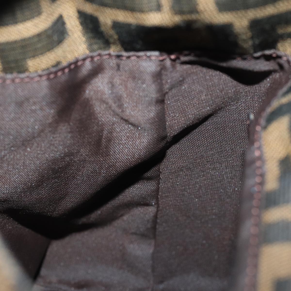 FENDI Zucca Canvas Mamma Baguette Shoulder Bag Black Brownep4223