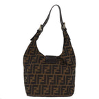 FENDI Zucca Canvas Mamma Baguette Shoulder Bag Black Brownep4223