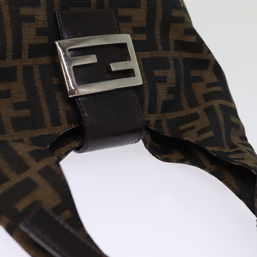 FENDI Zucca Canvas Mamma Baguette Shoulder Bag Black Brownep4223