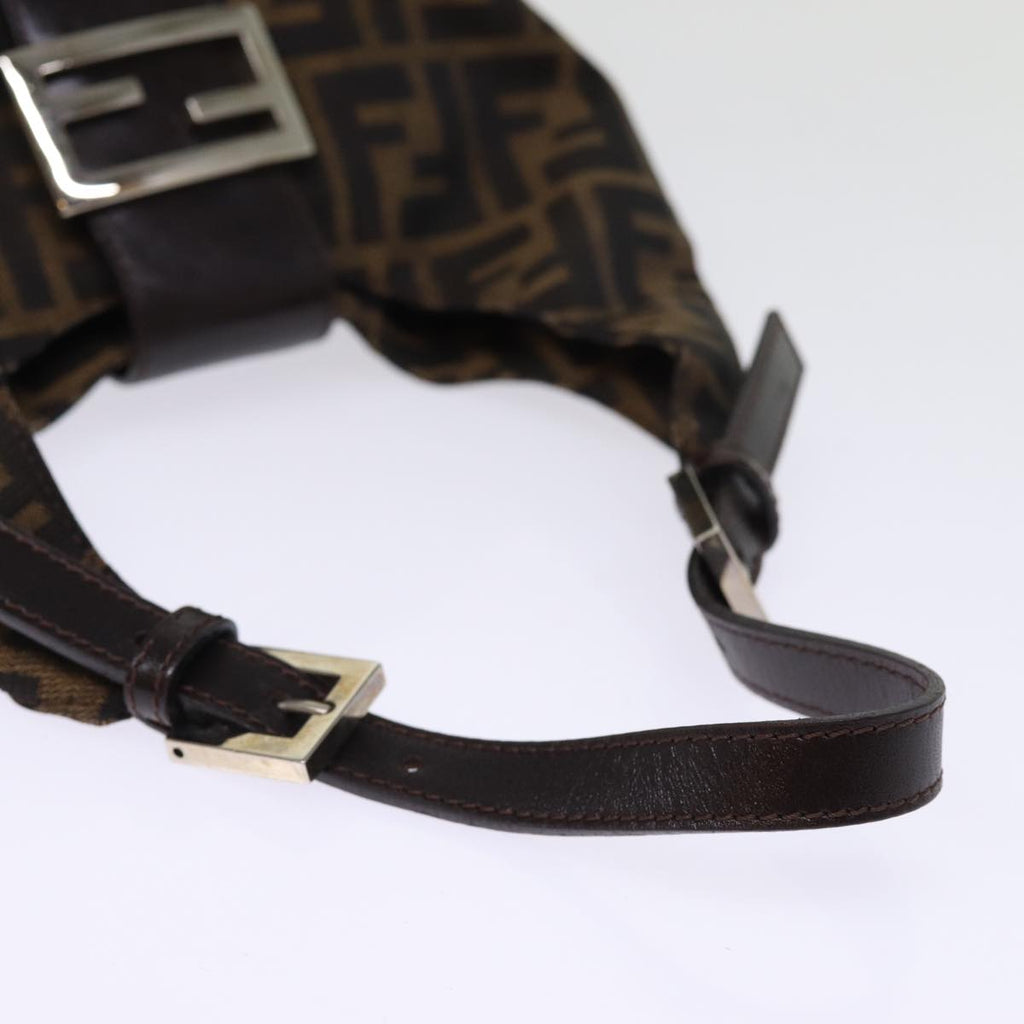 FENDI Zucca Canvas Mamma Baguette Shoulder Bag Black Brownep4223