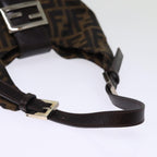 FENDI Zucca Canvas Mamma Baguette Shoulder Bag Black Brownep4223