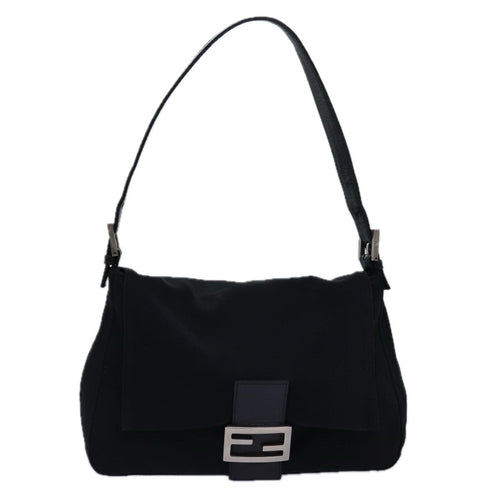 FENDI Mamma Baguette Shoulder Bag Nylon Blackep4266