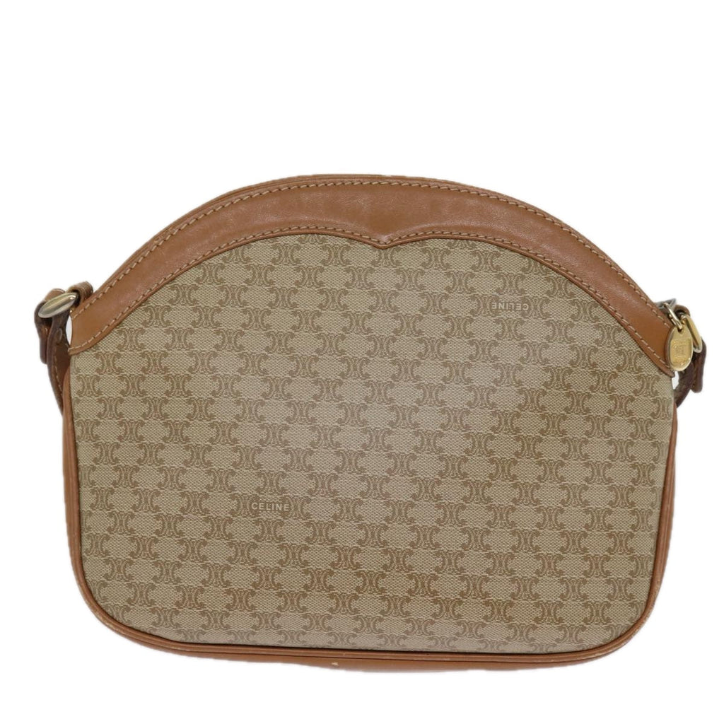 CELINE Macadam Canvas Shoulder Bag Beige Auth ep4360