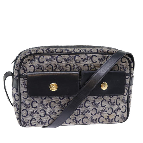CELINE C Macadam Canvas Shoulder Bag Navy  ep4394