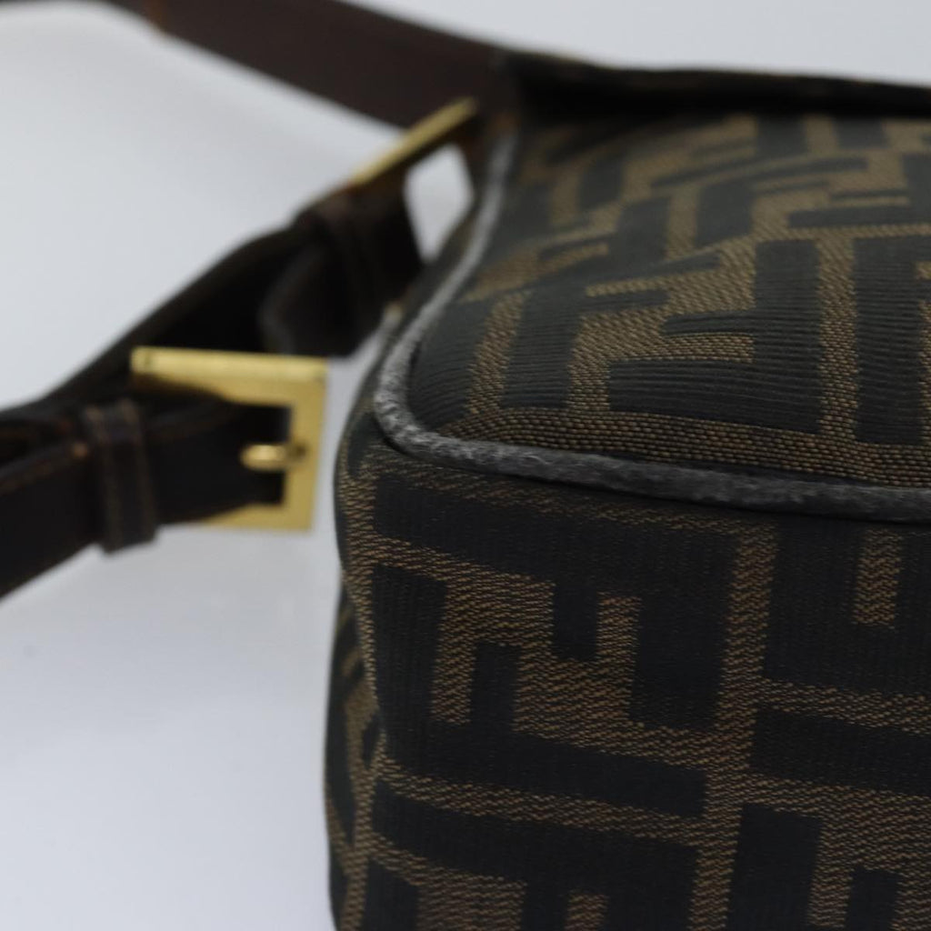 FENDI Zucca Canvas Shoulder Bag Black Brownep4406