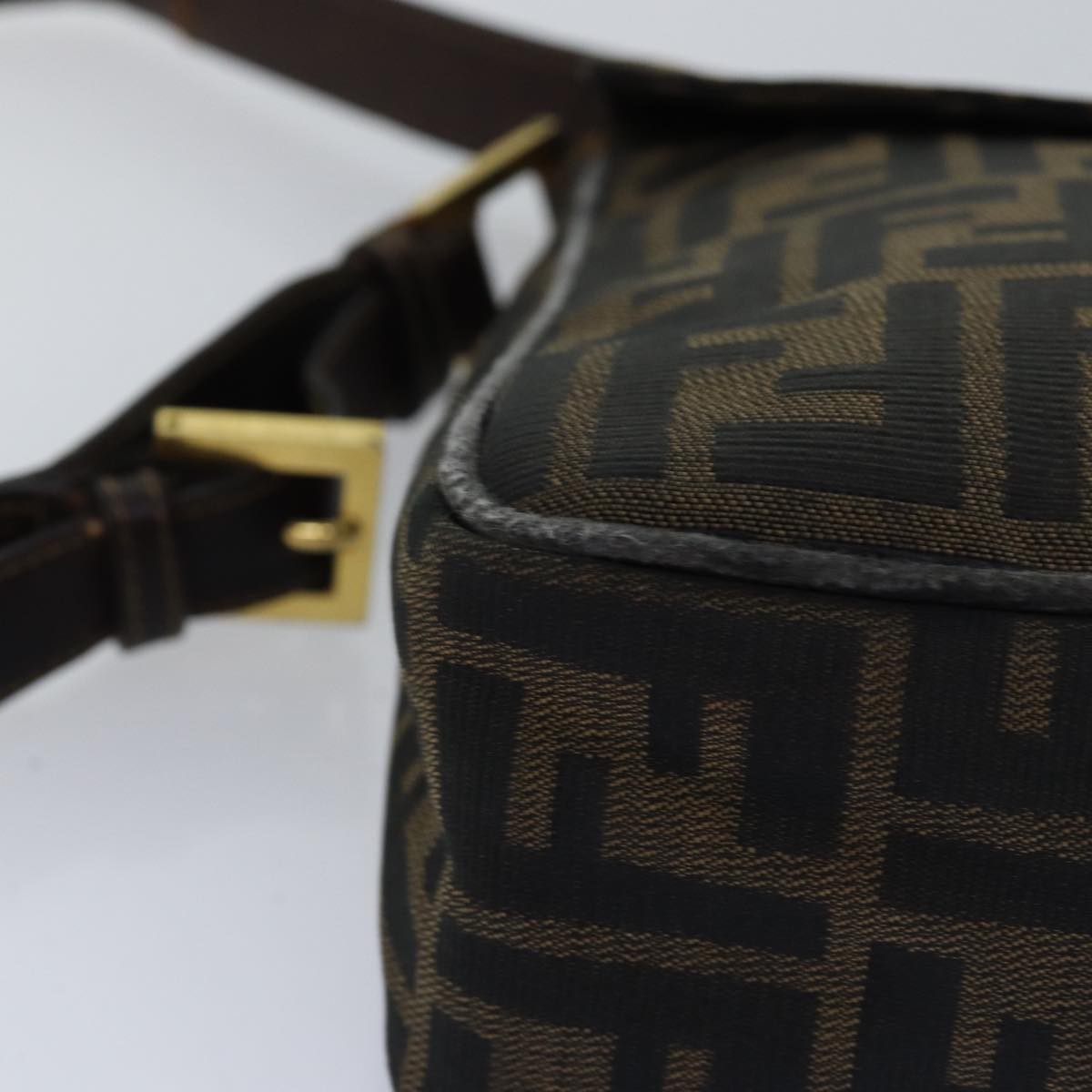 FENDI Zucca Canvas Shoulder Bag Black Brownep4406