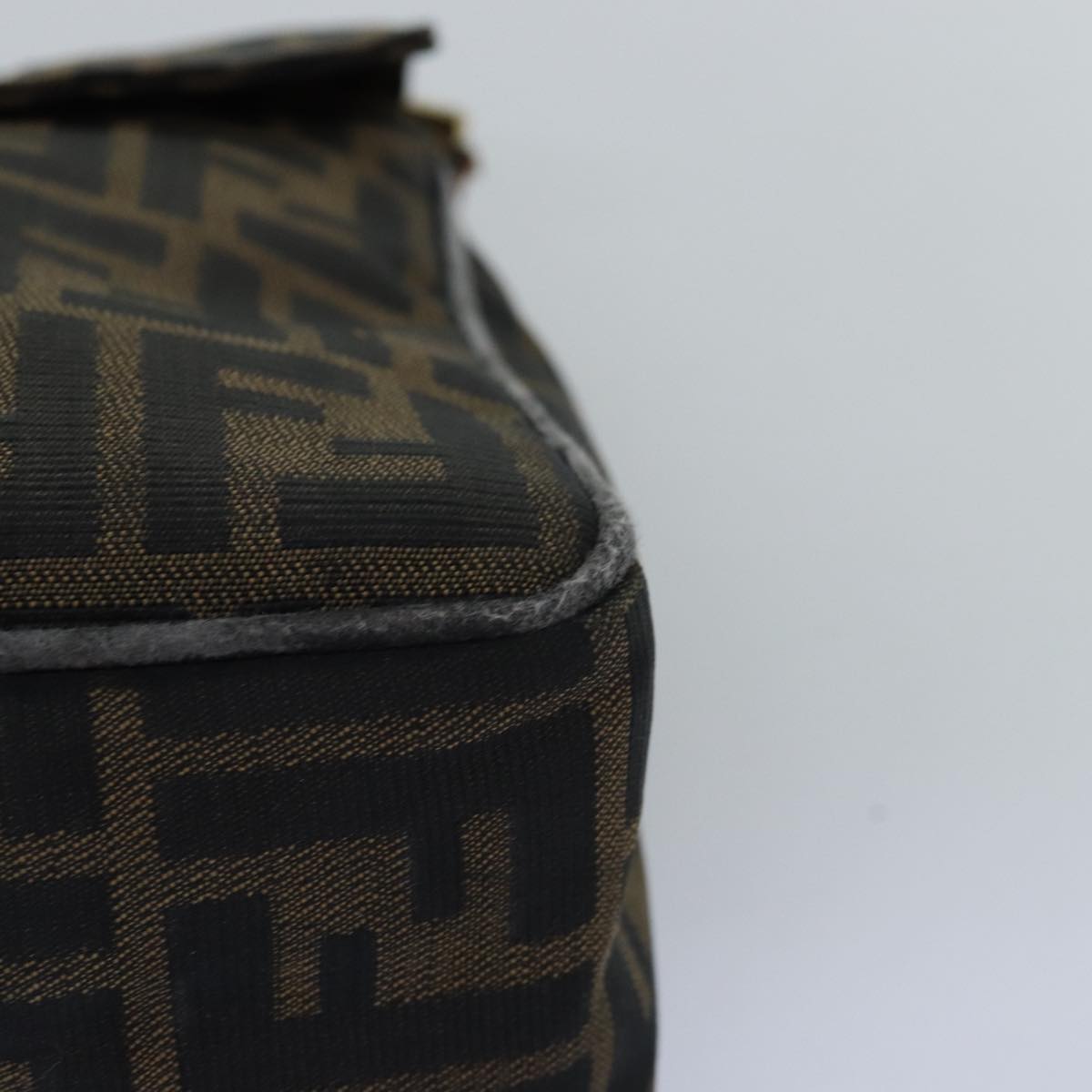 FENDI Zucca Canvas Shoulder Bag Black Brownep4406