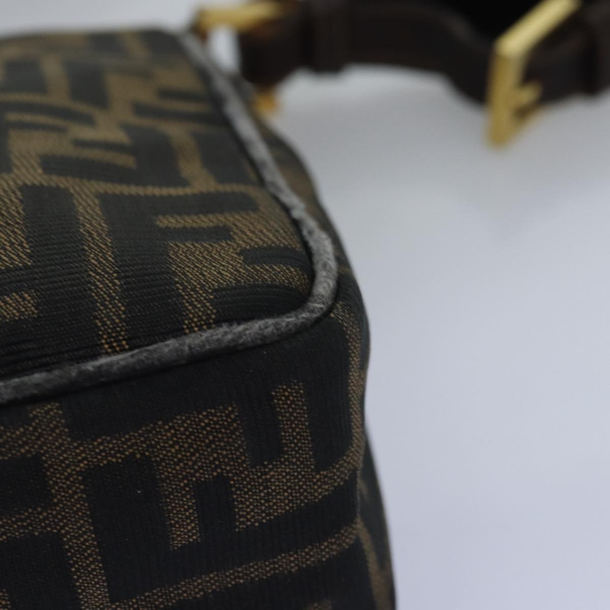 FENDI Zucca Canvas Shoulder Bag Black Brownep4406
