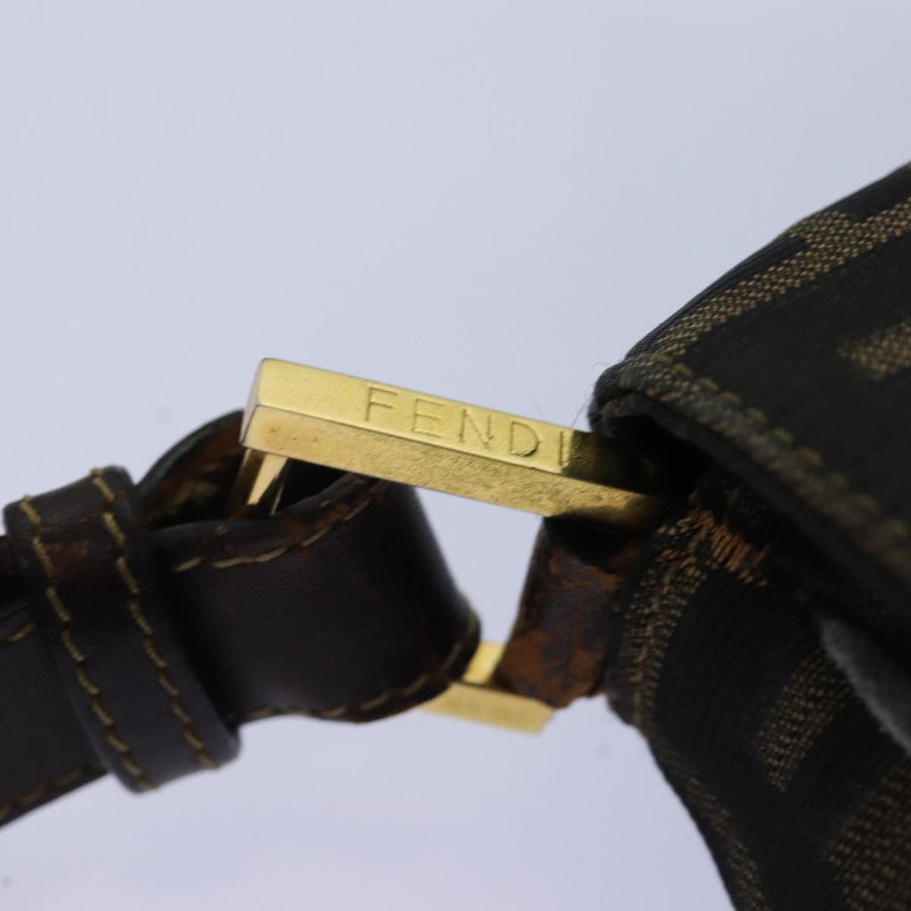 FENDI Zucca Canvas Shoulder Bag Black Brownep4406