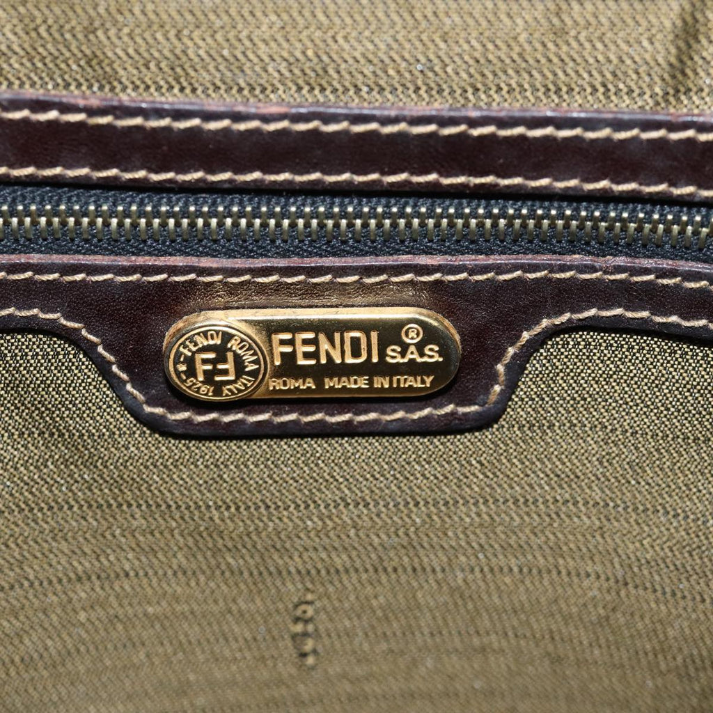 FENDI Zucca Canvas Shoulder Bag Black Brownep4406