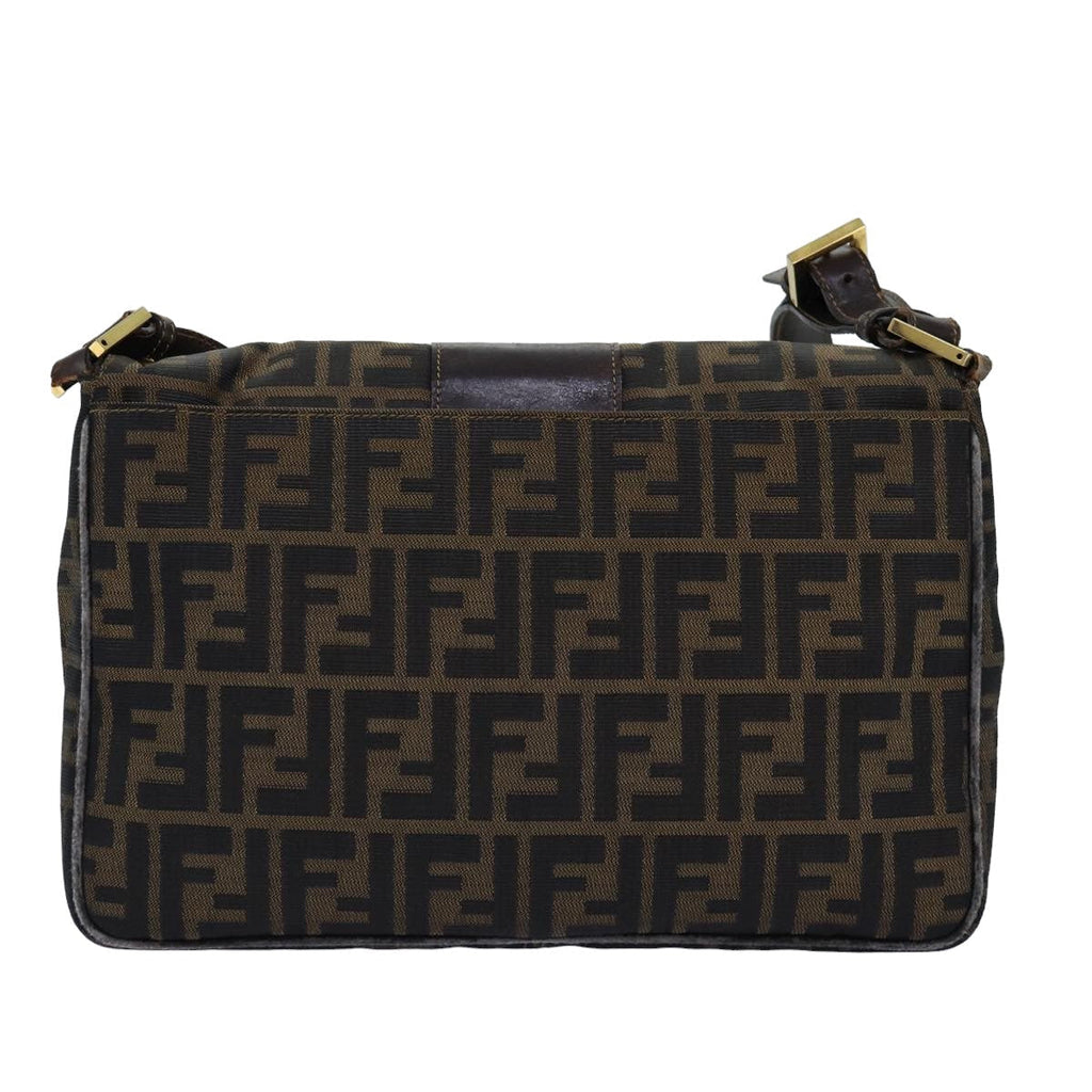 FENDI Zucca Canvas Shoulder Bag Black Brownep4406
