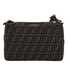 FENDI Zucca Canvas Shoulder Bag Black Brownep4406