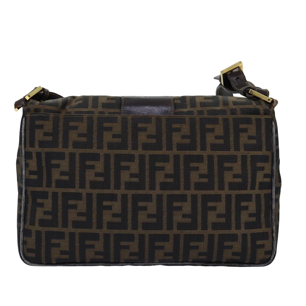 FENDI Zucca Canvas Shoulder Bag Black Brownep4406