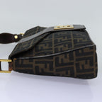 FENDI Zucca Canvas Shoulder Bag Black Brownep4406