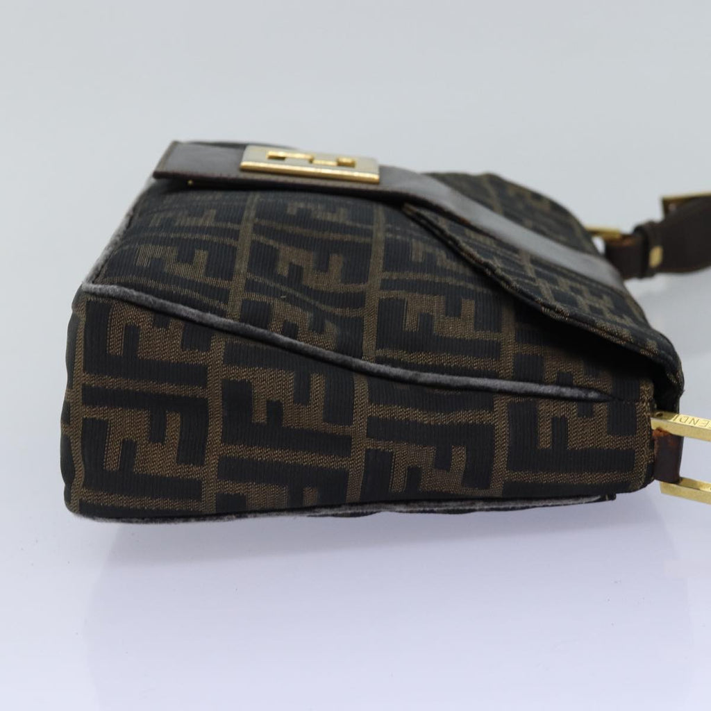 FENDI Zucca Canvas Shoulder Bag Black Brownep4406