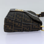FENDI Zucca Canvas Shoulder Bag Black Brownep4406