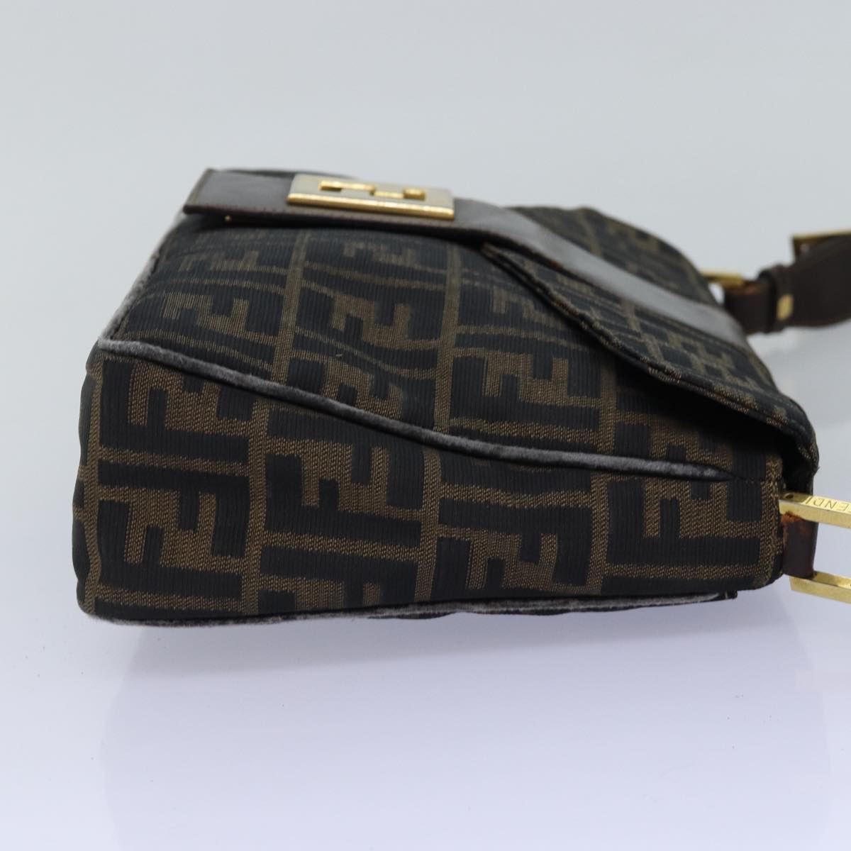 FENDI Zucca Canvas Shoulder Bag Black Brownep4406