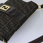 FENDI Zucca Canvas Shoulder Bag Black Brownep4406