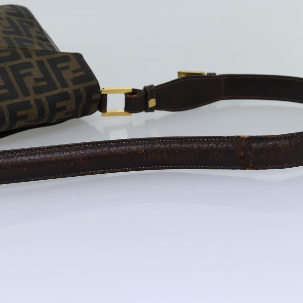 FENDI Zucca Canvas Shoulder Bag Black Brownep4406