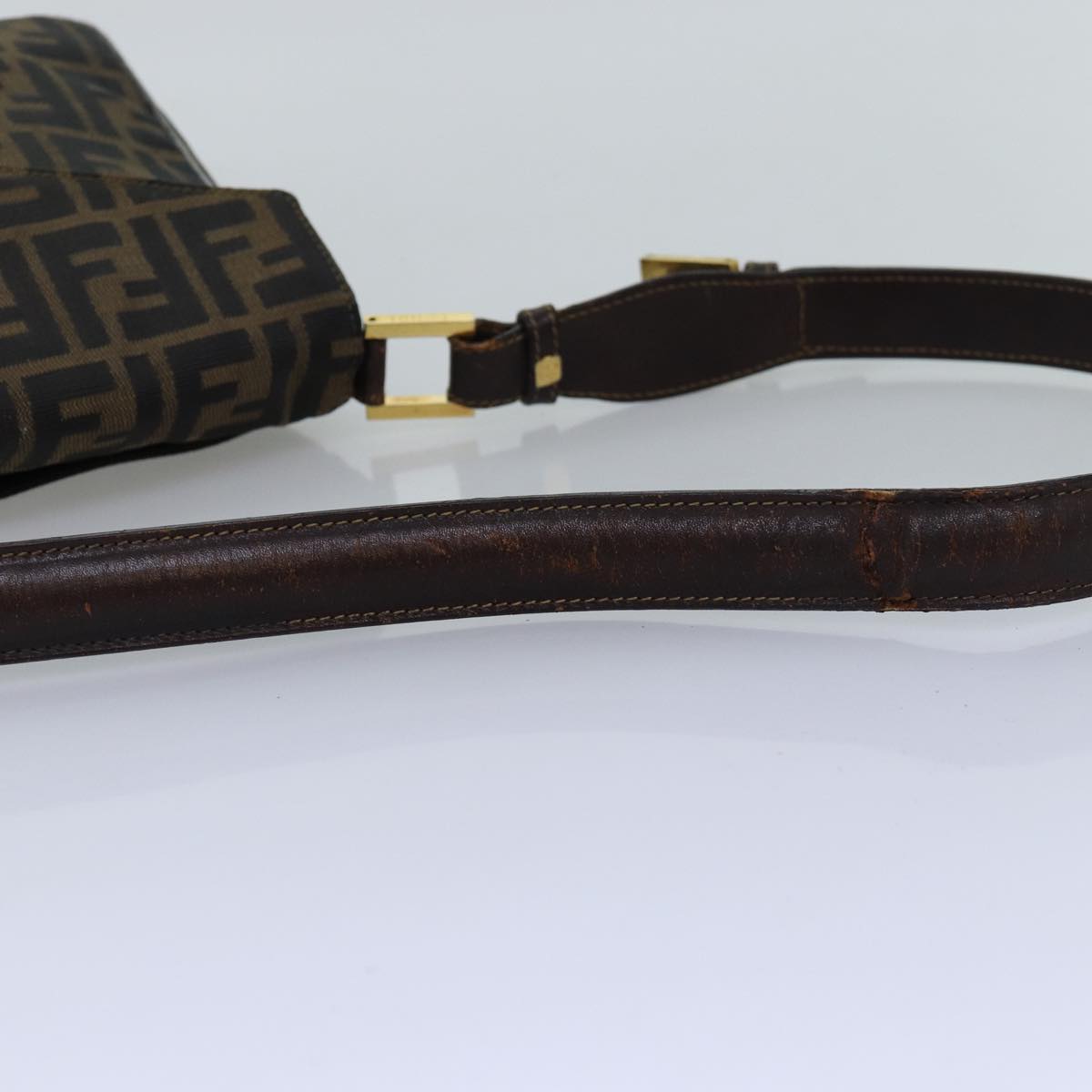 FENDI Zucca Canvas Shoulder Bag Black Brownep4406