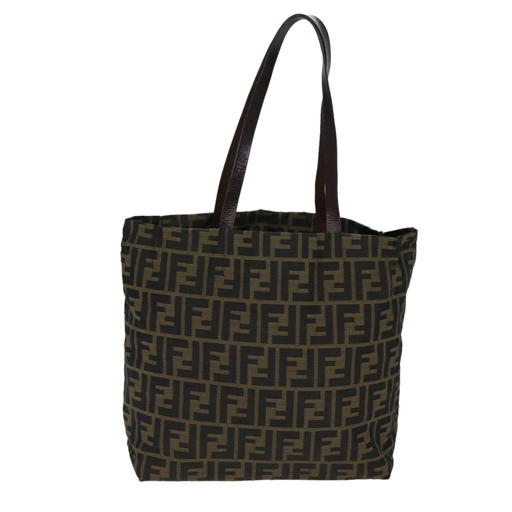 FENDI Zucca Canvas Hand Bag Black Brownep4411