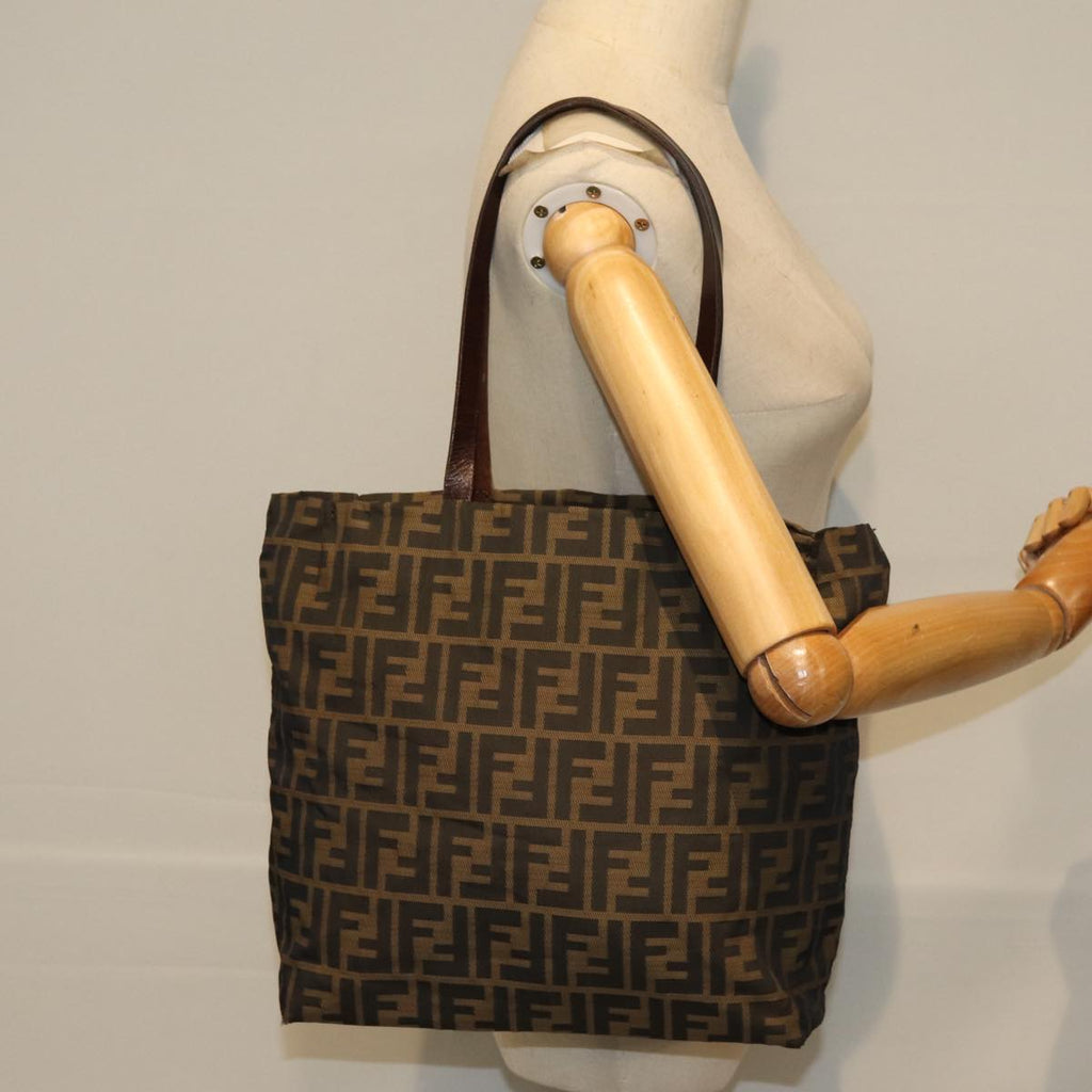 FENDI Zucca Canvas Hand Bag Black Brownep4411
