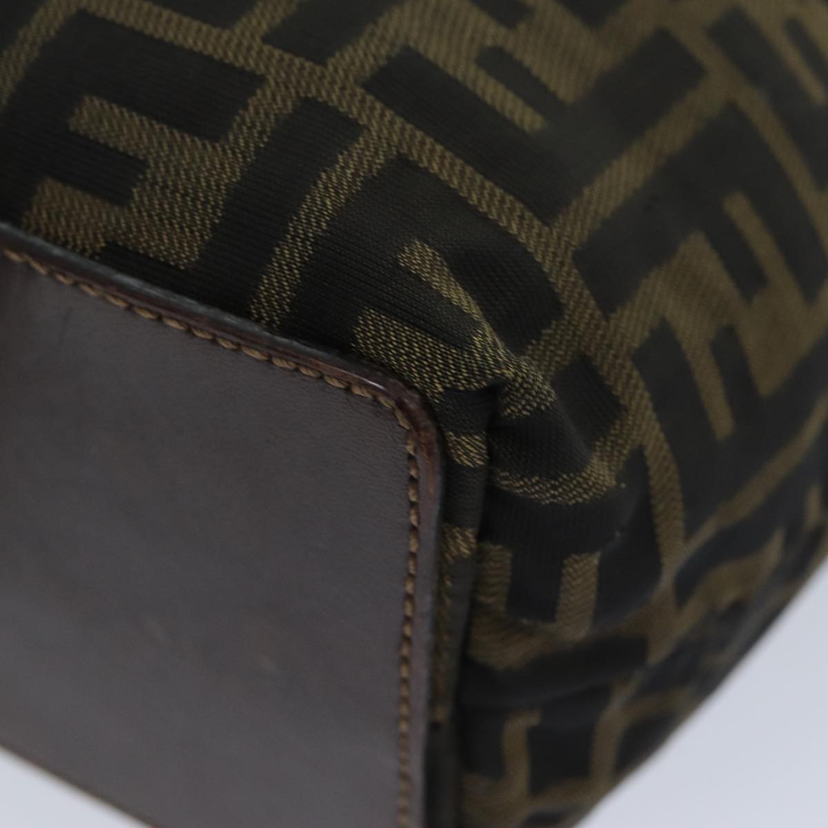 FENDI Zucca Canvas Hand Bag Black Brownep4416